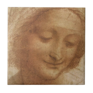 Portret van Sint Anna-studie van Leonardo da Vinci Tegeltje