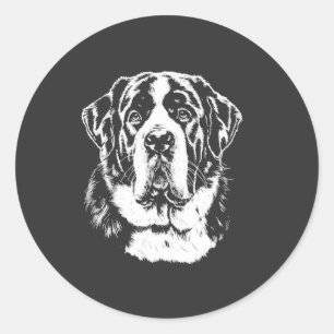Portret van Sint-Bernardhond Minimalistische Kledi Ronde Sticker