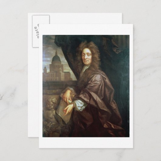 Portret van Sir Christopher Wren (olie op doek) Briefkaart (Voorkant / Achterkant)