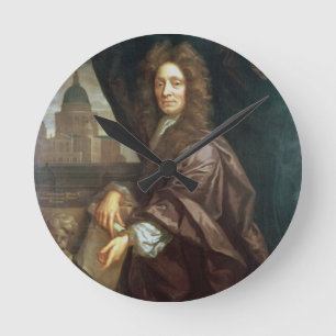 Portret van Sir Christopher Wren (olie op doek) Ronde Klok