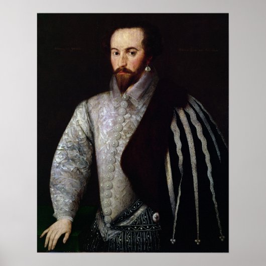 Portret van Sir Walter Raleigh 1588 Poster (Voorkant)