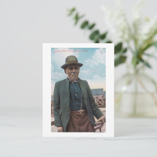 Portret van Siwash Chief of Fort Wrangle Briefkaart (Staand voorkant)