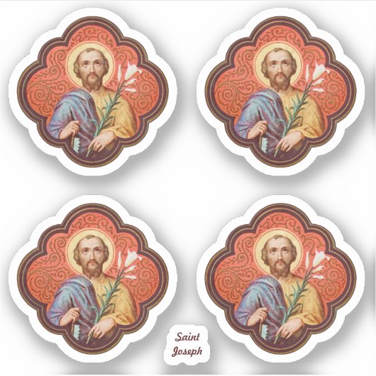 Portret van St Joseph in een Octofoil (TF 02) - 4U Sticker (Voorkant)