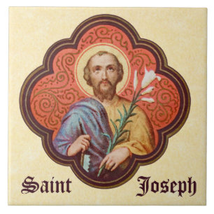 Portret van St. Joseph in een Octofoil (TF 02) Tegeltje