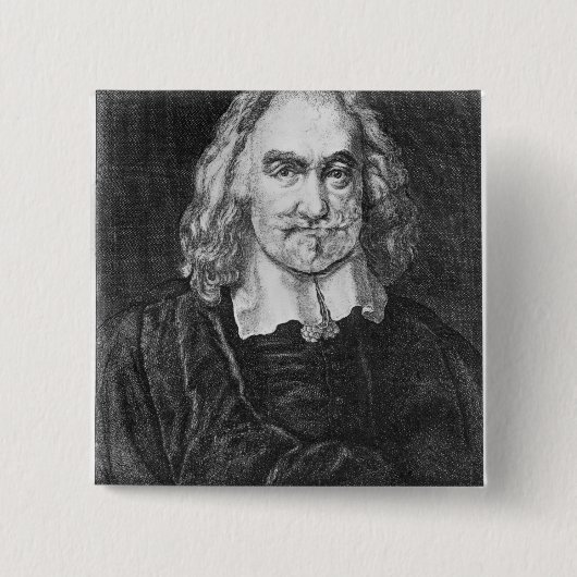 Portret van Thomas Hobbes Vierkante Button 5,1 Cm (Voorkant)