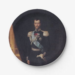 Portret van tsaar Nicolaas II (door Albert Edelfel Papieren Bordje