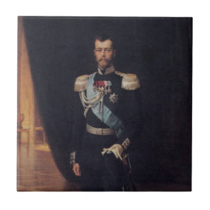 Portret van tsaar Nicolaas II (door Albert Edelfel Tegeltje