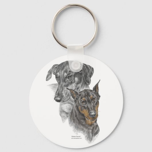 Portret van Twee Dobermans voor sleutels Sleutelhanger (Voorkant)