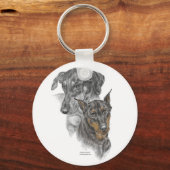 Portret van Twee Dobermans voor sleutels Sleutelhanger (Voorkant)