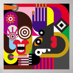 Portret van twee vrouwen - kleurenillustratie. Vro Poster