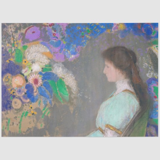 Portret van Violette Heymann, Redon Tissuepapier (Voorkant)