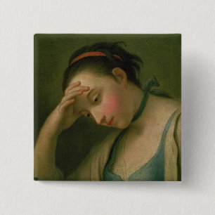Portret van vrouw 2 vierkante button 5,1 cm