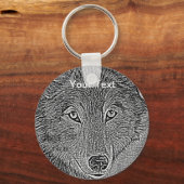 portret van wild met grijze wolf sleutelhanger (Voorkant)