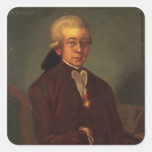 Portret van Wolfgang Amadeus Mozart 2 Vierkante Sticker