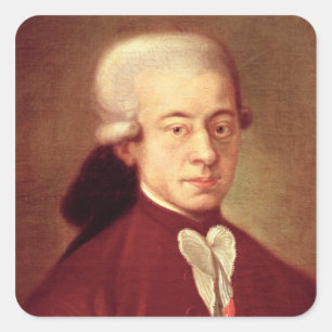 Portret van Wolfgang Amadeus Mozart na 1770 Vierkante Sticker