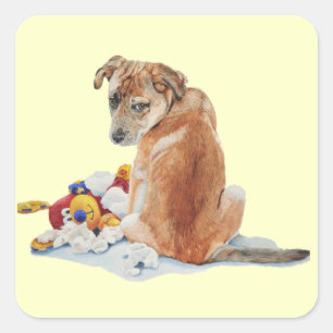 Portret van zeer schattige bruine puppy vierkante sticker