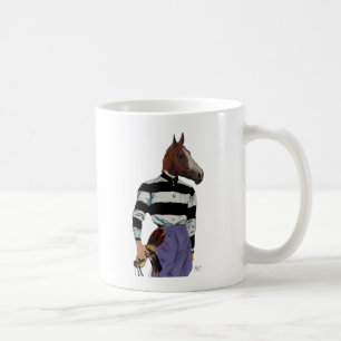 Portret voor paardenraces met jockey koffiemok