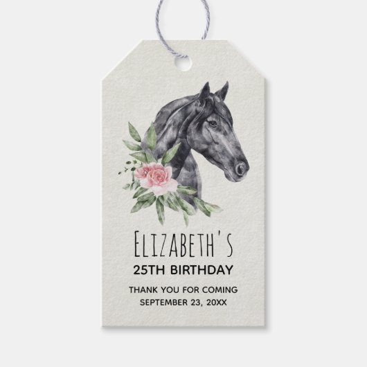 Portret Waterverf Birthday Cadeaulabel (Voorkant)