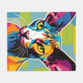 Portretkat Sphynx Pop Art Fleece Deken (Voorkant (Horizontaal))