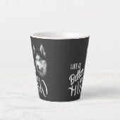 Portretkop Siberian Husky met blauwe ogen T-Shir Latte Mok (Voorkant)