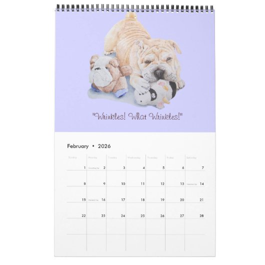 Portretschilderingen van schattige puppies en hond kalender (Feb 2026)