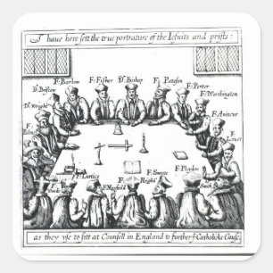 Portretten van de jezuïeten en priesters vierkante sticker