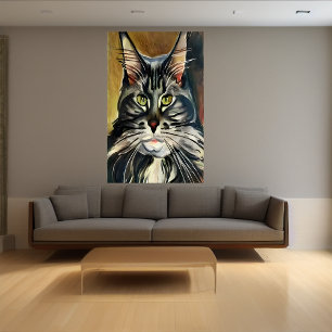 Portretten van een Maine Coon   AI Art Poster