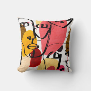 Portretten van een vrouw in moderne abstracte stij kussen