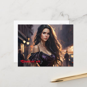 Portretvrouw elegante mode art trendy briefkaart