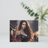 Portretvrouw elegante mode art trendy briefkaart (Staand voorkant)