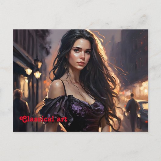 Portretvrouw elegante mode art trendy briefkaart (Voorkant)