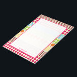 Ports Boho Bloc-notes personnalisé<br><div class="desc">Un bloc-notes avec une section centrale transparente,  en rose,  sur un arrière - plan de rangées de pois de différentes tailles et des tons bohème inspirés du rose,  du vert,  du bleu,  de l'orange,  du jaune et du bordeaux. Personnalisez avec votre nom.</div>