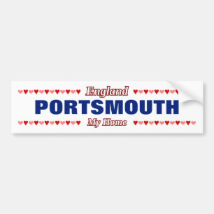 PORTSMOUTH - My Home - England; Rode en roze harte Bumpersticker