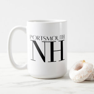 Portsmouth New Hampshire Zwart en Wit Koffiemok