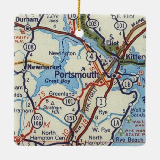 Portsmouth NH  Map Keramisch Ornament (Achterkant)