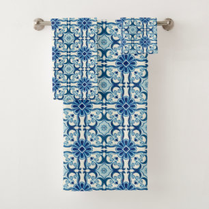 Portugais Azulejos Blue Floral Motif