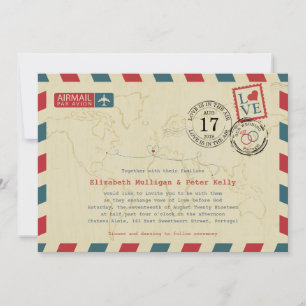 Portugal Airmail World Travel Wedding Kaart