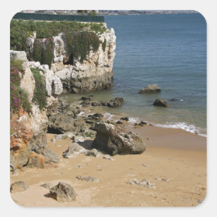 Portugal, Cascais. Praia da Rainha, een strand in Vierkante Sticker