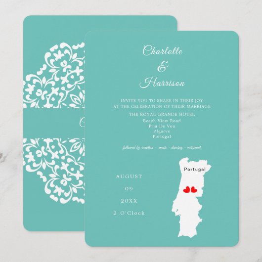 Portugal Destination Mariage Invitation (Devant / Derrière)