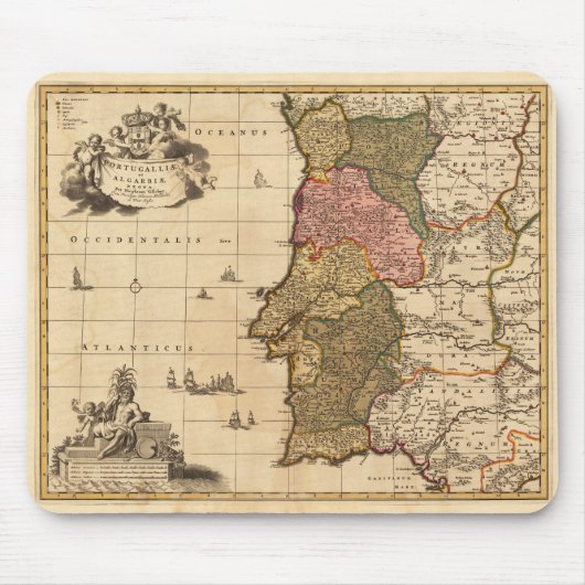 Portugal en Algarv*e Map Mousepad Muismat (Voorkant)