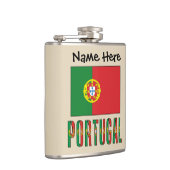 Portugal en de Portugese vlag met Jouw naam Heupfles (Rechts)