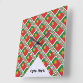 Portugal en de Portugese vlag met Jouw naam Vierkante Klok (Hoek)