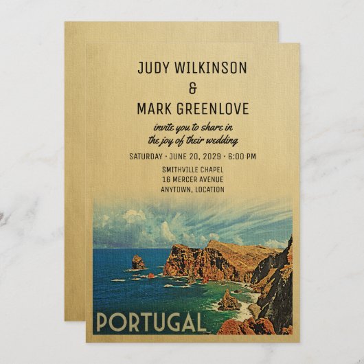 Portugal Faire-part de mariage Portugaise Madère (Devant / Derrière)