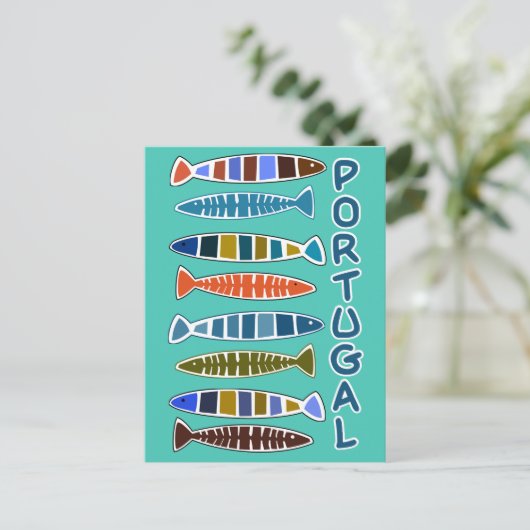 PORTUGAL Fish Pattern briefkaart (Staand voorkant)