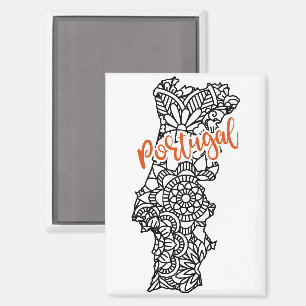 Portugal Floral Mandala Silhouette Magneet