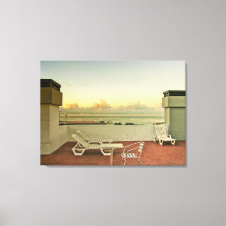 Portugal Funchal Rooftop Sunrise Wrapped Canvas Afdruk
