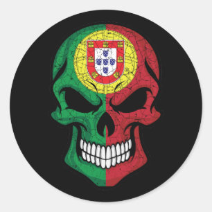 Portugal glimlach schedelvlag ronde sticker
