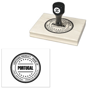 PORTUGAL Houten Handvat Horizontale Afdruk Rubberstempel