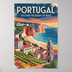 Portugal Iberië Skyline Illustratie Reis Kunst Poster