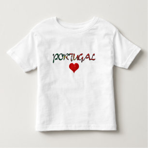 Portugal Liefde Rode Hart Vlag Kleuren Typografie Kinder Shirts